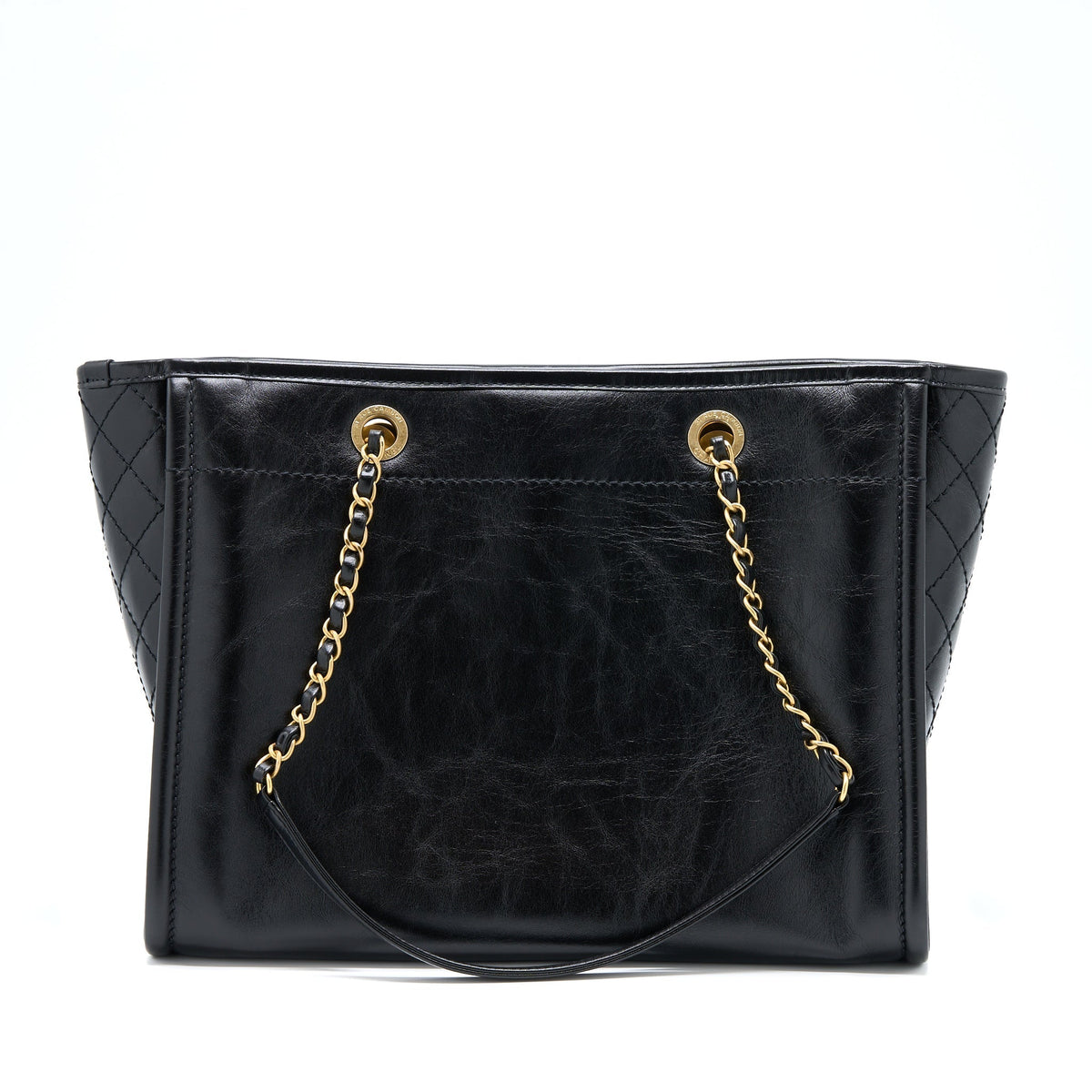 CHANEL DEAUVILLE TOTE BAG CALFSKIN BLACK WITH DETAIL LOGO GHW