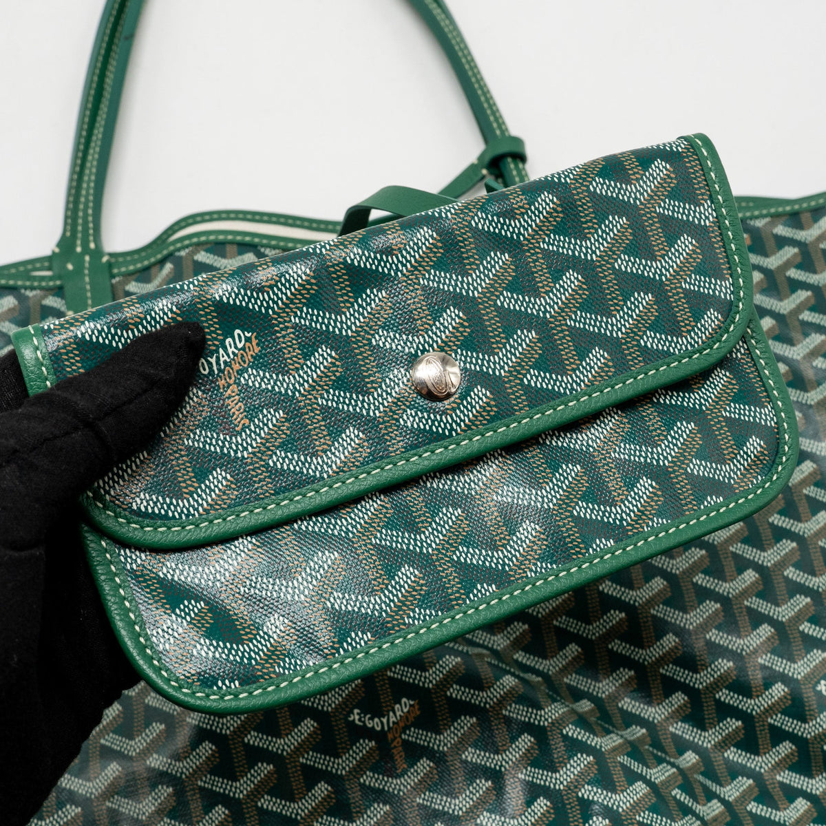 Goyard SAINT LOUIS GM TOTE BAG GOYARDINE CANVAS / CALFSKIN Green