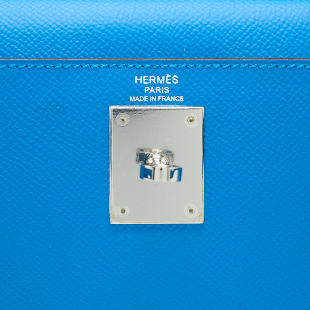 Hermes Kelly 28 Sellier Epsom Blue SHW