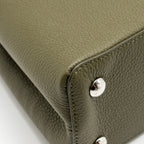 LOUIS VUITTON CAPUCINES MM CALFSKIN / PYTHON HANDLE MULTICOLOR OLIVE GREEEN / NATURAL SHW