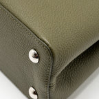 LOUIS VUITTON CAPUCINES MM CALFSKIN / PYTHON HANDLE MULTICOLOR OLIVE GREEEN / NATURAL SHW