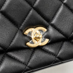 Chanel crystal logo handle chain flap bag lambskin GHW (microchip)