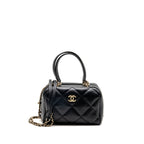 Chanel CC Quilted Bowling Bag Lambskin Black LGHW