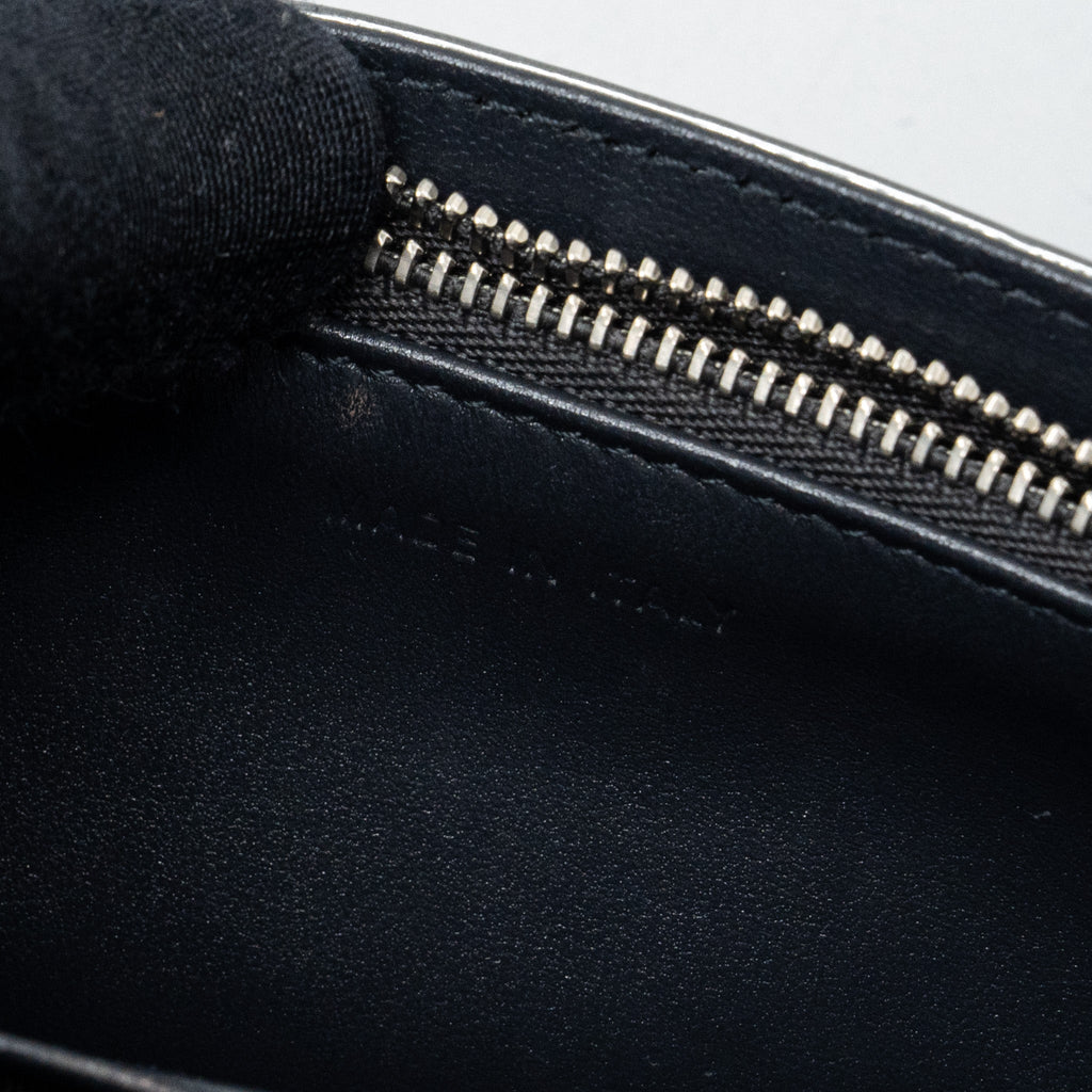 DIOR DIORAMA WALLET ON CHAIN PATENT METALLIC SILVER SHW