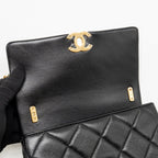 Chanel crystal logo handle chain flap bag lambskin GHW (microchip)