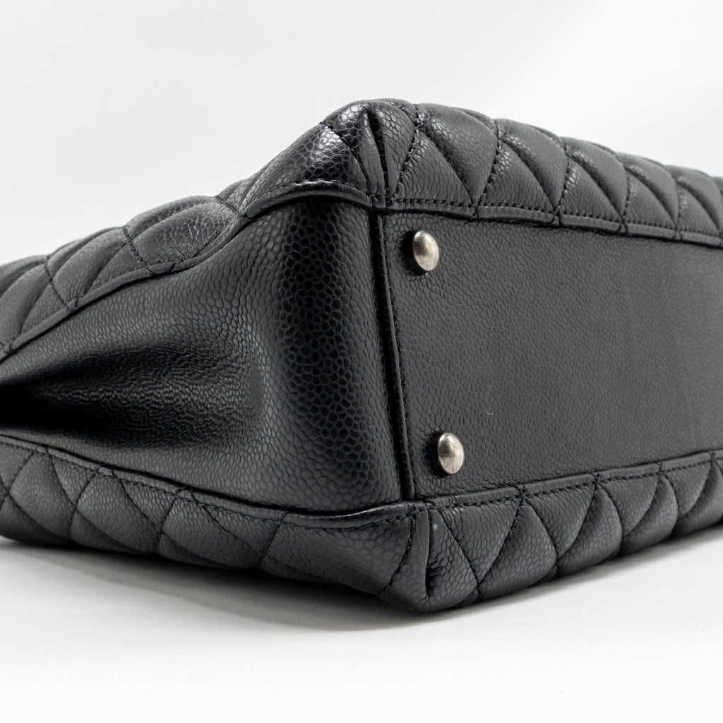 Chanel city shopping tote quilted caviar calfskin black ruthenium silver hardware