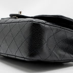 CHANEL MEDIUM CLASSIC DOUBLE FLAP BAG CAVIAR BLACK SHW