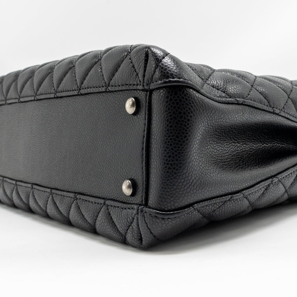 Chanel city shopping tote quilted caviar calfskin black ruthenium silver hardware
