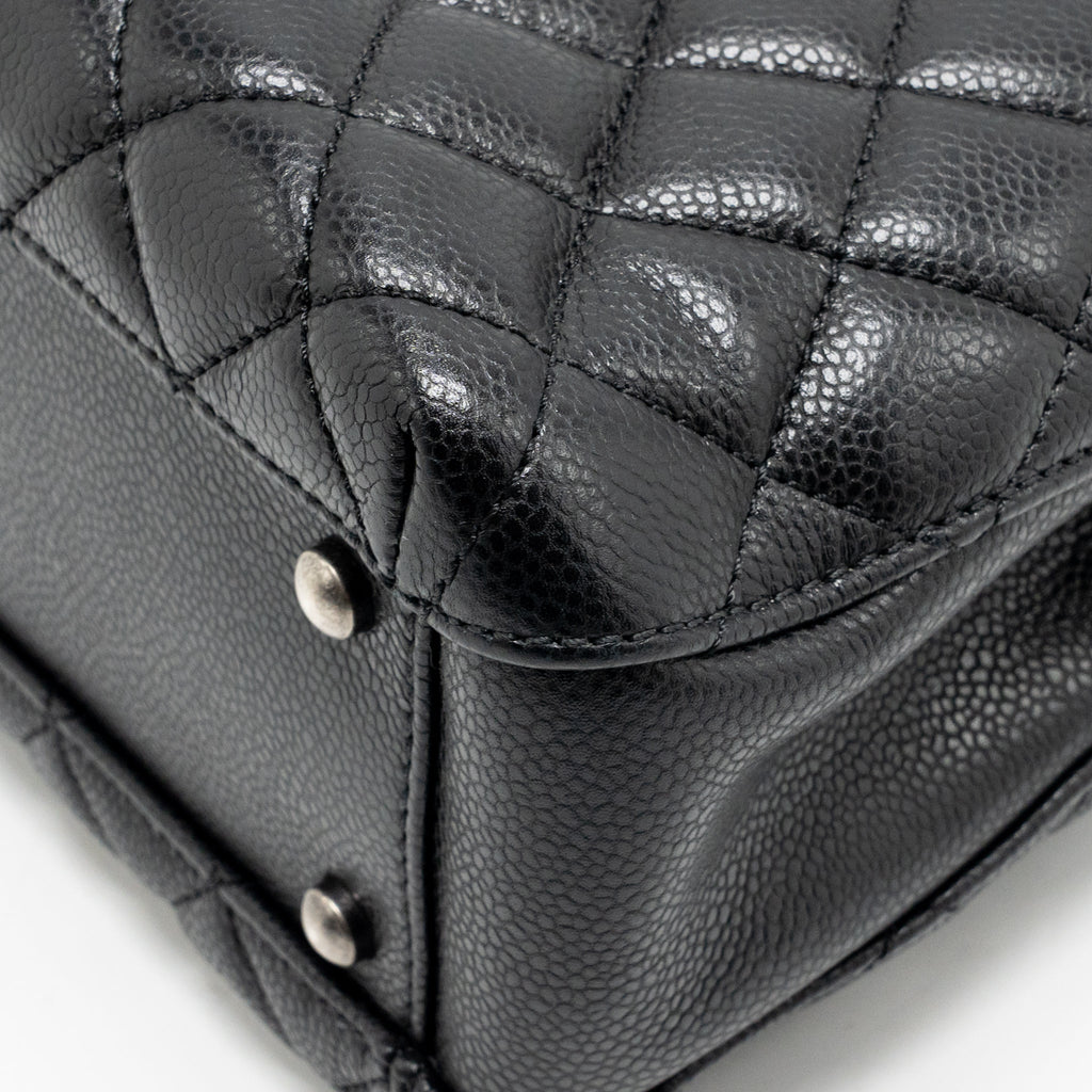 Chanel city shopping tote quilted caviar calfskin black ruthenium silver hardware