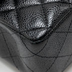 CHANEL MEDIUM CLASSIC DOUBLE FLAP BAG CAVIAR BLACK SHW