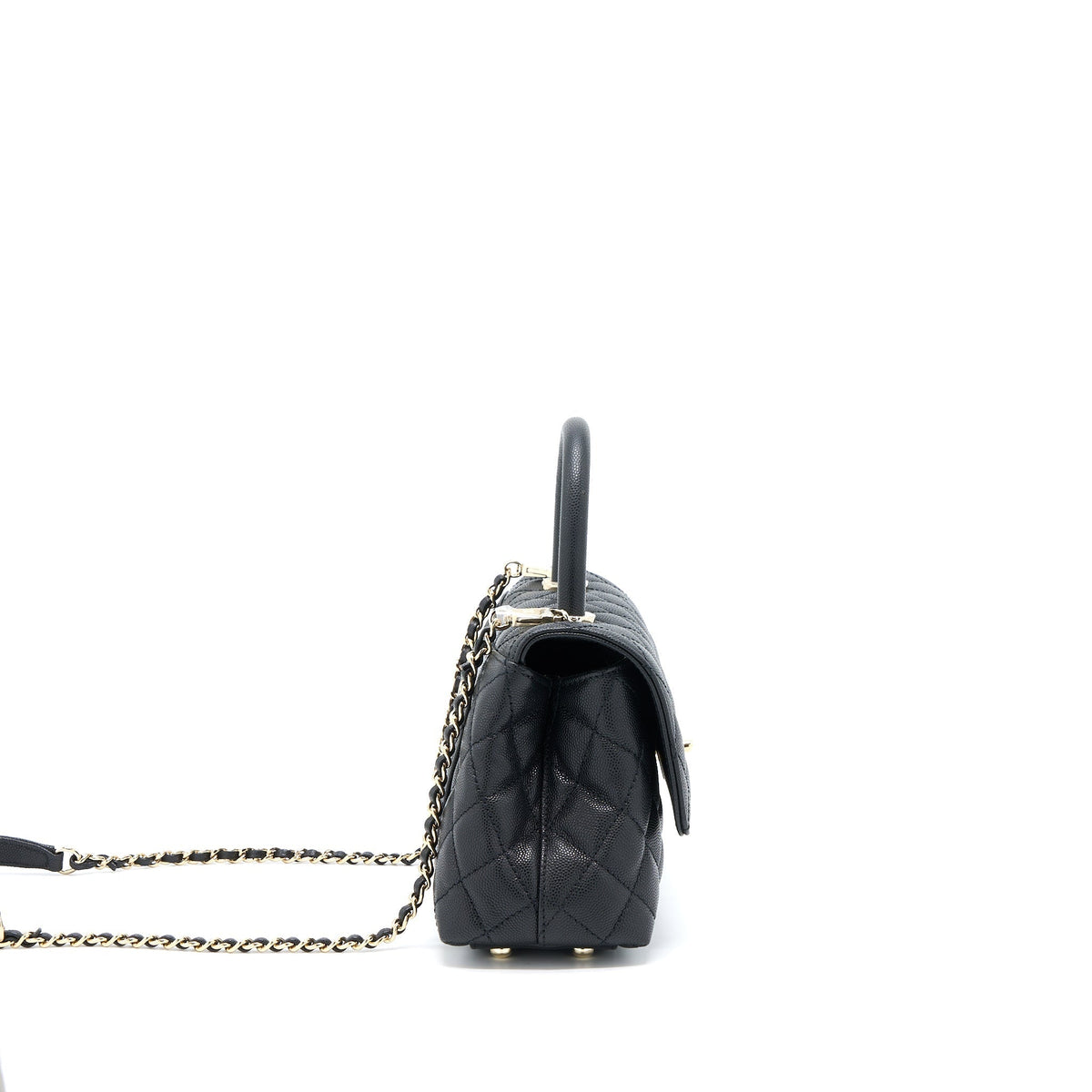 CHANEL COCO HANDLE CAVIAR BLACK LGHW(MICROCHIP)