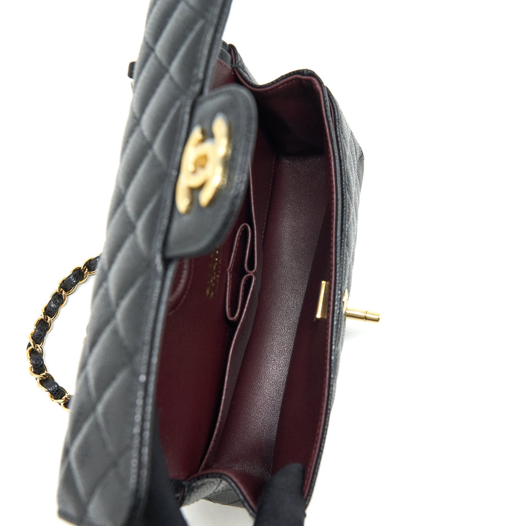 CHANEL SMALL CLASSIC DOUBLE FLAP CAVIAR BLACK GHW (MICROCHIP)