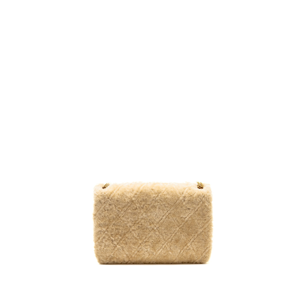 Chanel Shearling Quilted CC Logo Flap Bag with Chain Lambskin Beige GHW (Microchip)