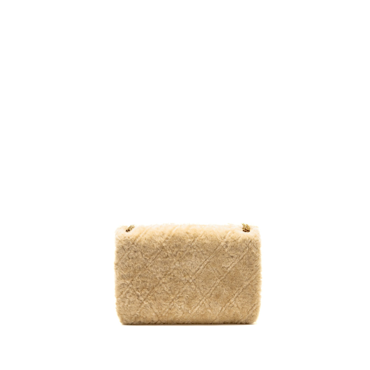 Chanel Shearling Quilted CC Logo Flap Bag with Chain Lambskin Beige GHW (Microchip)