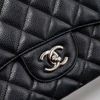 CHANEL JUMBO CLASSIC SINGLE FLAP BAG CAVIAR BLACK SHW