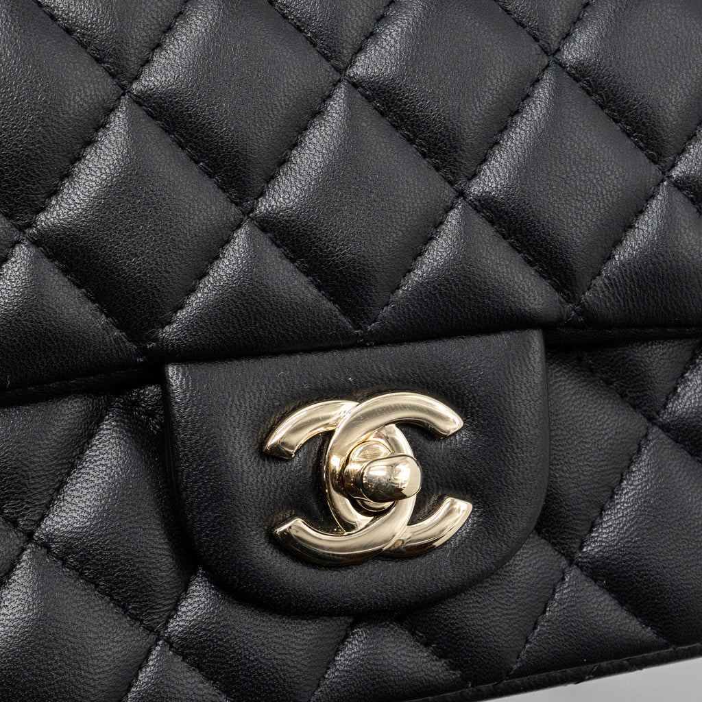CHANEL MINI RECTANGULAR FLAP BAG LAMBSKIN BLACK LGHW