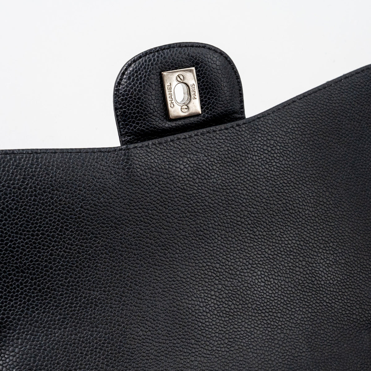 CHANEL JUMBO CLASSIC SINGLE FLAP BAG CAVIAR BLACK SHW