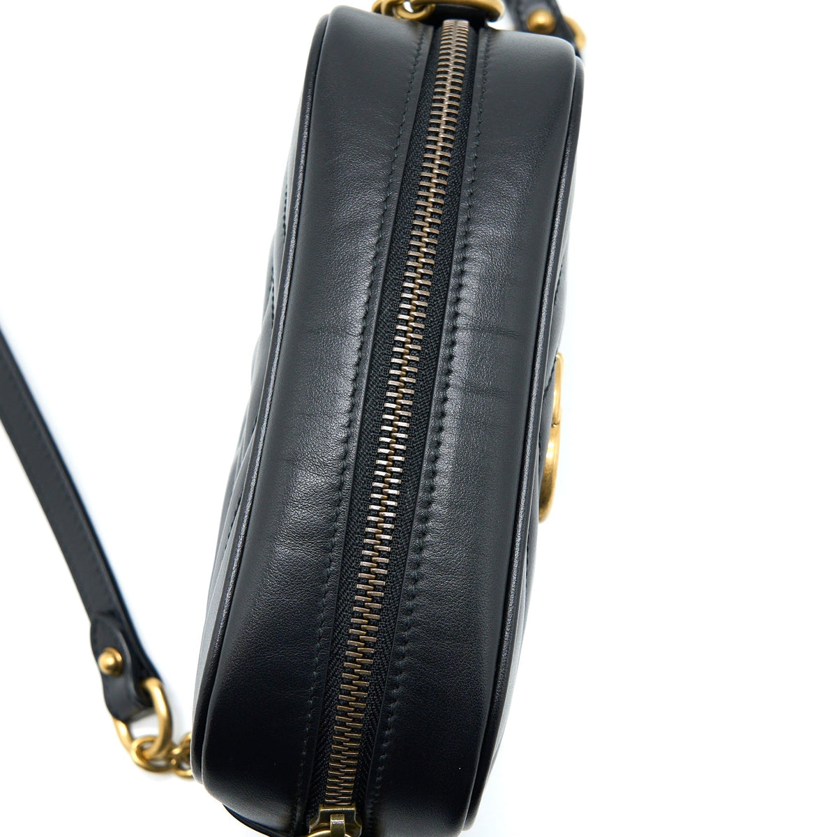 GUCCI GG MINI MARMONT MATELASSÉ BAG BLACK GHW