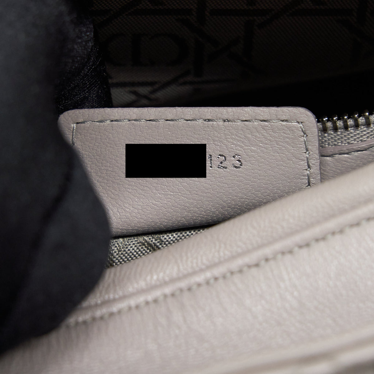 DIOR LADY DIOR MEDIUM LAMBSKIN GREY SHW WITH AN EXTRA TWILLY