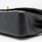 CHANEL MEDIUM CLASSIC DOUBLE  FLAP BAG CAVIAR  BLACK GHW