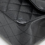 CHANEL MEDIUM CLASSIC DOUBLE  FLAP BAG CAVIAR  BLACK GHW