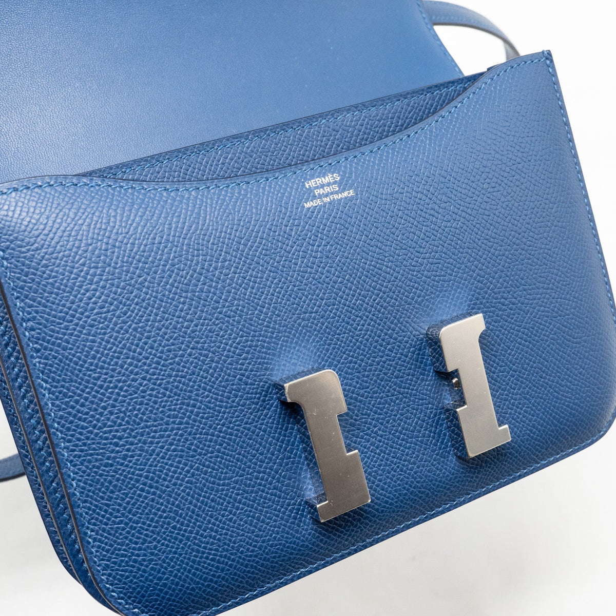Hermes Mini Constance Epsom P5 Bleu Tie SHW