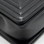 CHANEL SMALL BOY BAG CAVIAR BLACK GHW (MICROCHIP)
