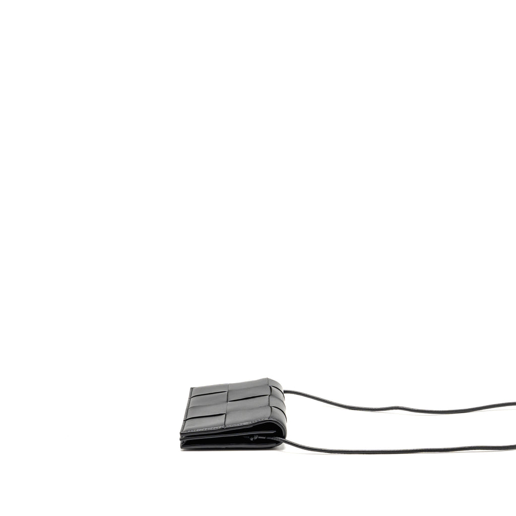 Bottega Veneta Cassette Wallet on Strap Intrecciato Leather Black GHW