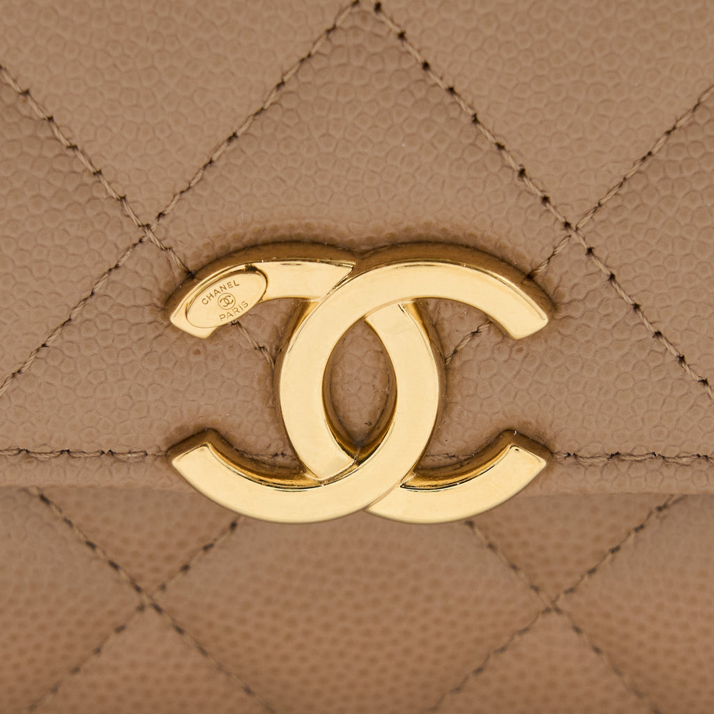 CHANEL MINI FLAP BAG CAVIAR BEIGE GHW (MICROCHIP)