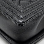 CHANEL SMALL BOY BAG CAVIAR BLACK GHW (MICROCHIP)