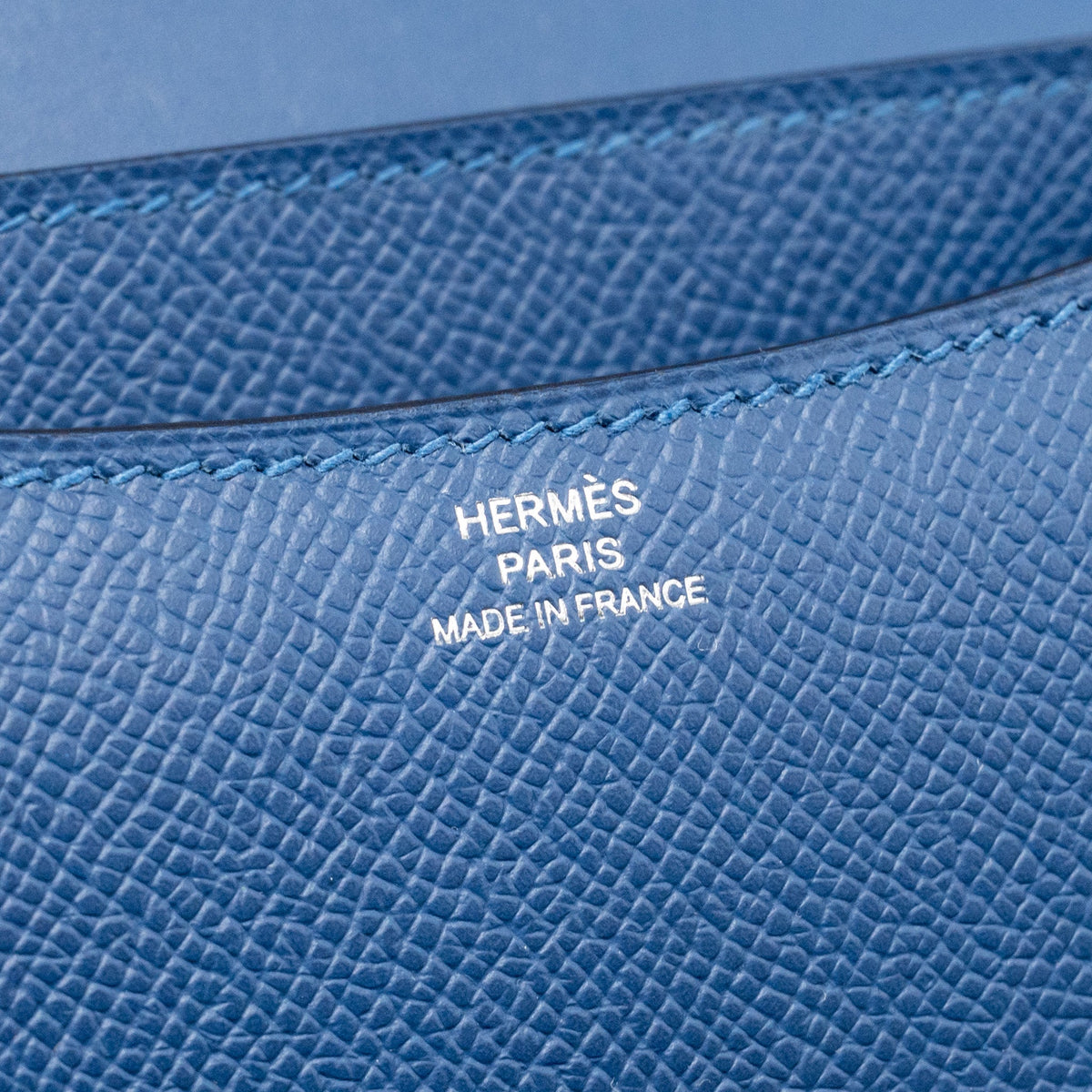 Hermes Mini Constance Epsom P5 Bleu Tie SHW