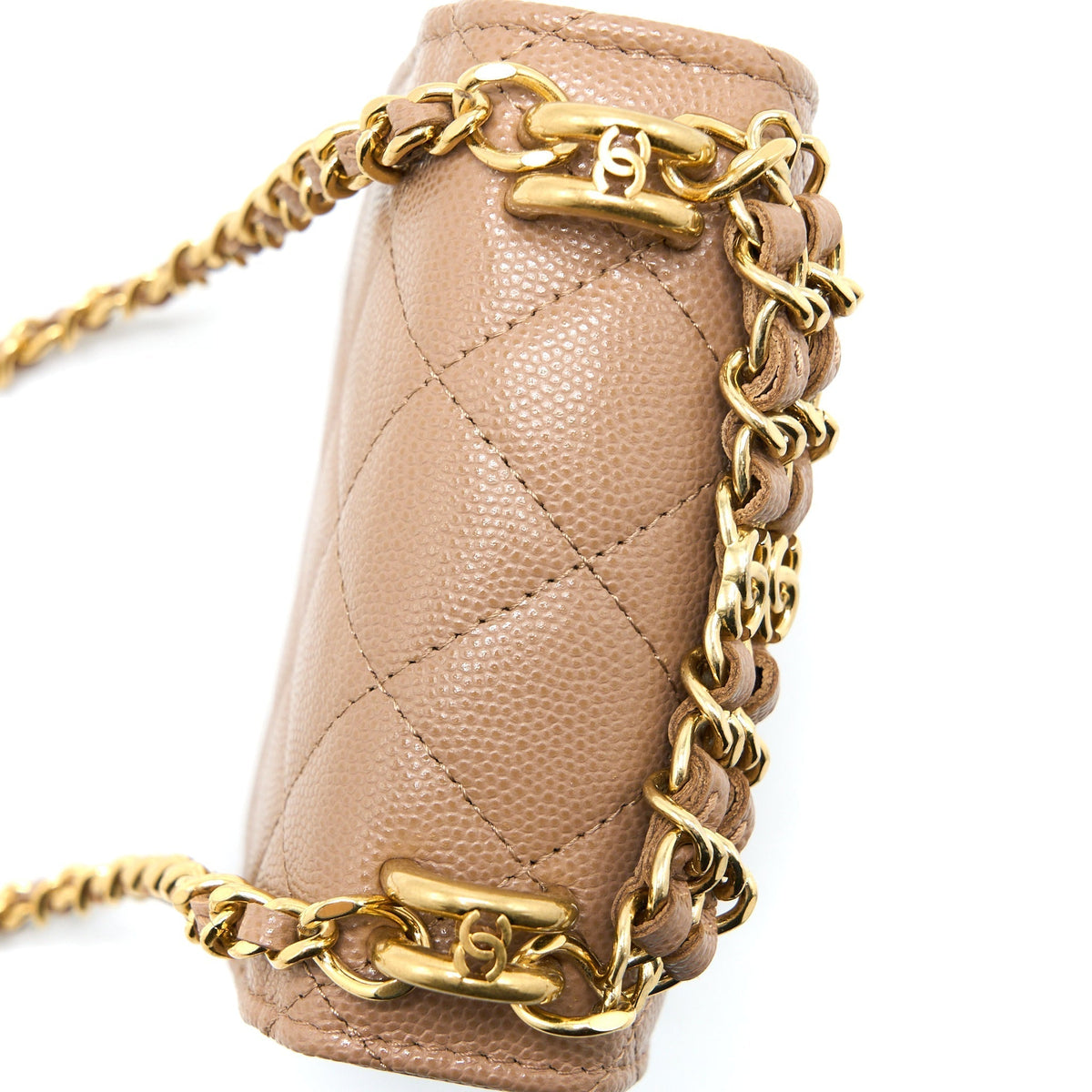 CHANEL MINI FLAP BAG CAVIAR BEIGE GHW (MICROCHIP)