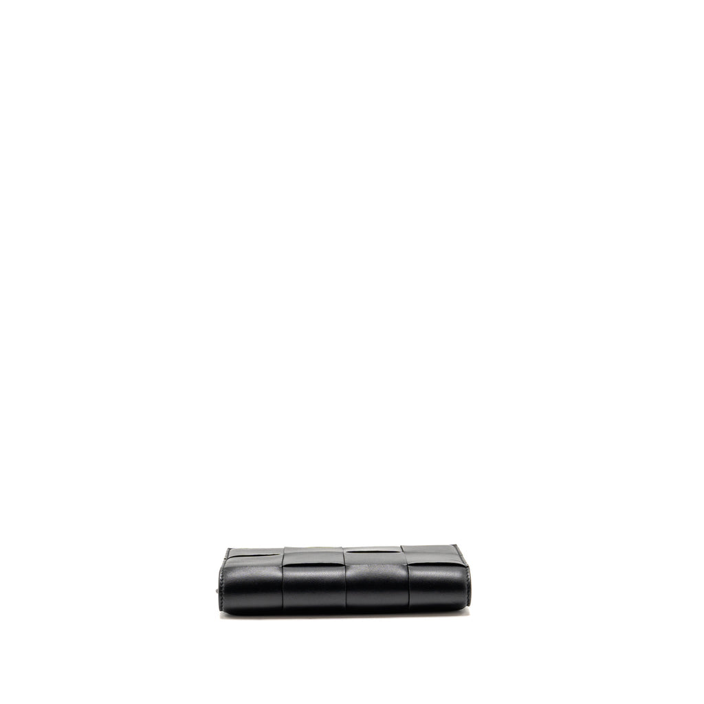 Bottega Veneta Cassette Wallet on Strap Intrecciato Leather Black GHW