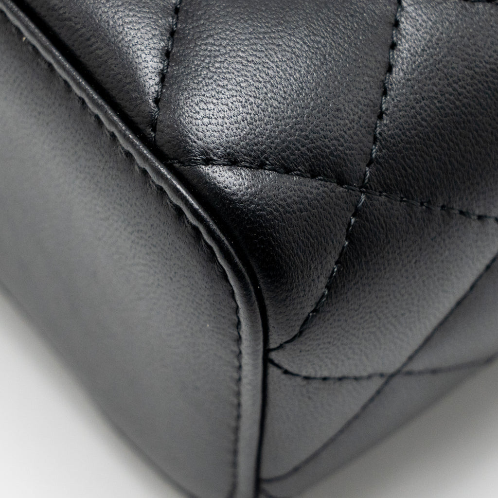 CHANEL PEARL CRUSH MINI VANITY WITH CHAIN LAMBSKIN BLACK GHW