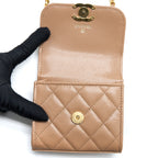 CHANEL MINI FLAP BAG CAVIAR BEIGE GHW (MICROCHIP)