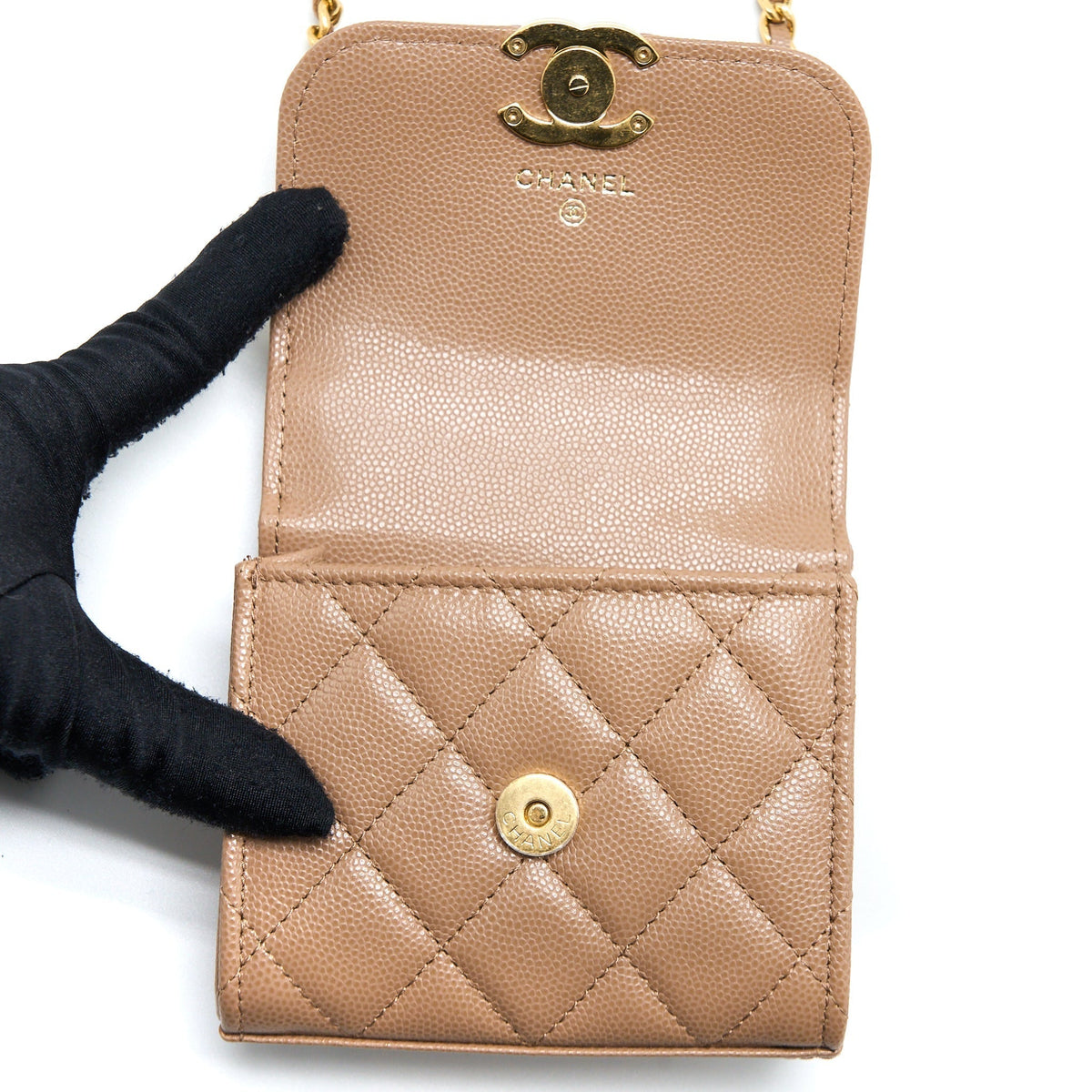 CHANEL MINI FLAP BAG CAVIAR BEIGE GHW (MICROCHIP)
