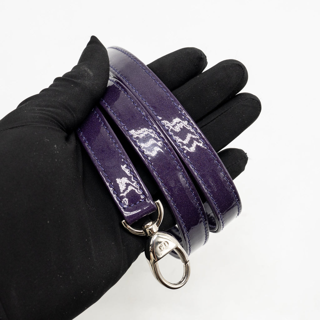 Dior medium lady dior patent leather blue/purple SHW
