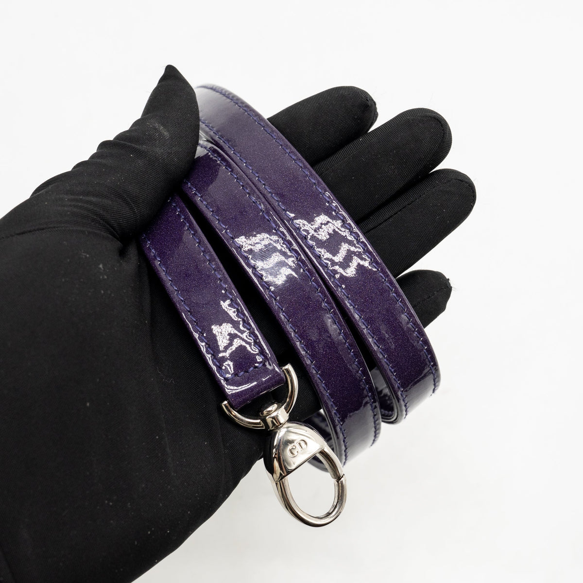 Dior medium lady dior patent leather blue/purple SHW