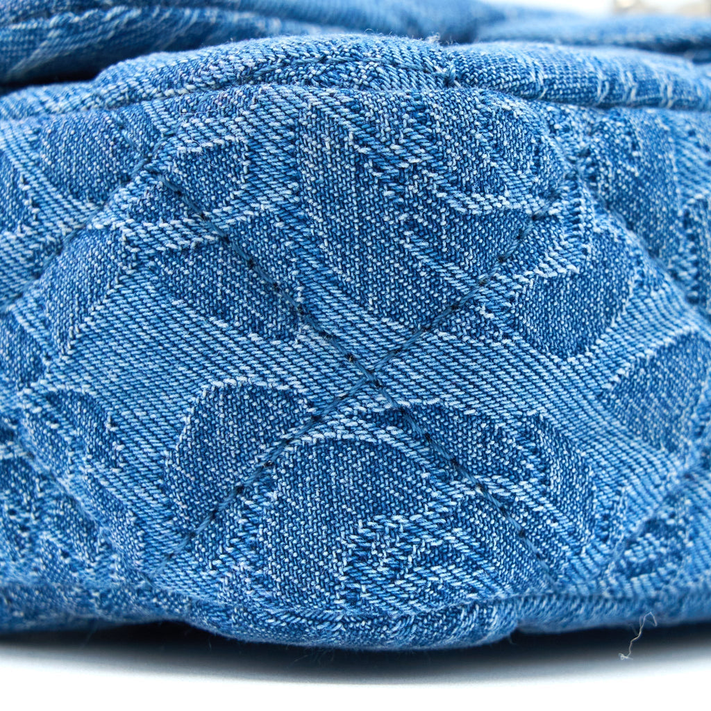 CHANEL COCO LOVE FLAP BAG CAMELLIA DENIM BLUE SHW (MICROCHIP)