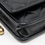 CHANEL 24C GOLD CRUSH WALLET ON CHAIN CALFSKIN BLACK GHW(MICROCHIP)