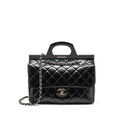 Chanel Quilted Small CC Delivery Flap Bag Glazed Calfskin Black SHW