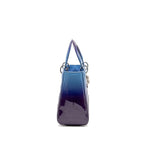 Dior medium lady dior patent leather blue/purple SHW