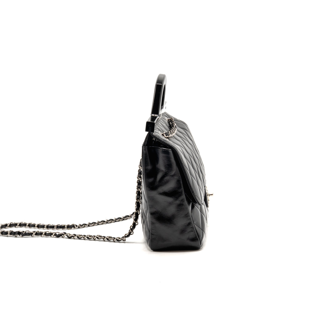 Chanel Quilted Small CC Delivery Flap Bag Glazed Calfskin Black SHW