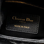 DIOR SMALL LADY DIOR BAG GRAINED CANNAGE CALFSKIN BLACK LGHW