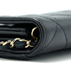 CHANEL CARD HOLDER ON CHAIN CAVIAR BLACK LGHW