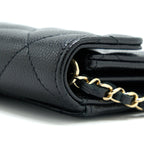 CHANEL CARD HOLDER ON CHAIN CAVIAR BLACK LGHW
