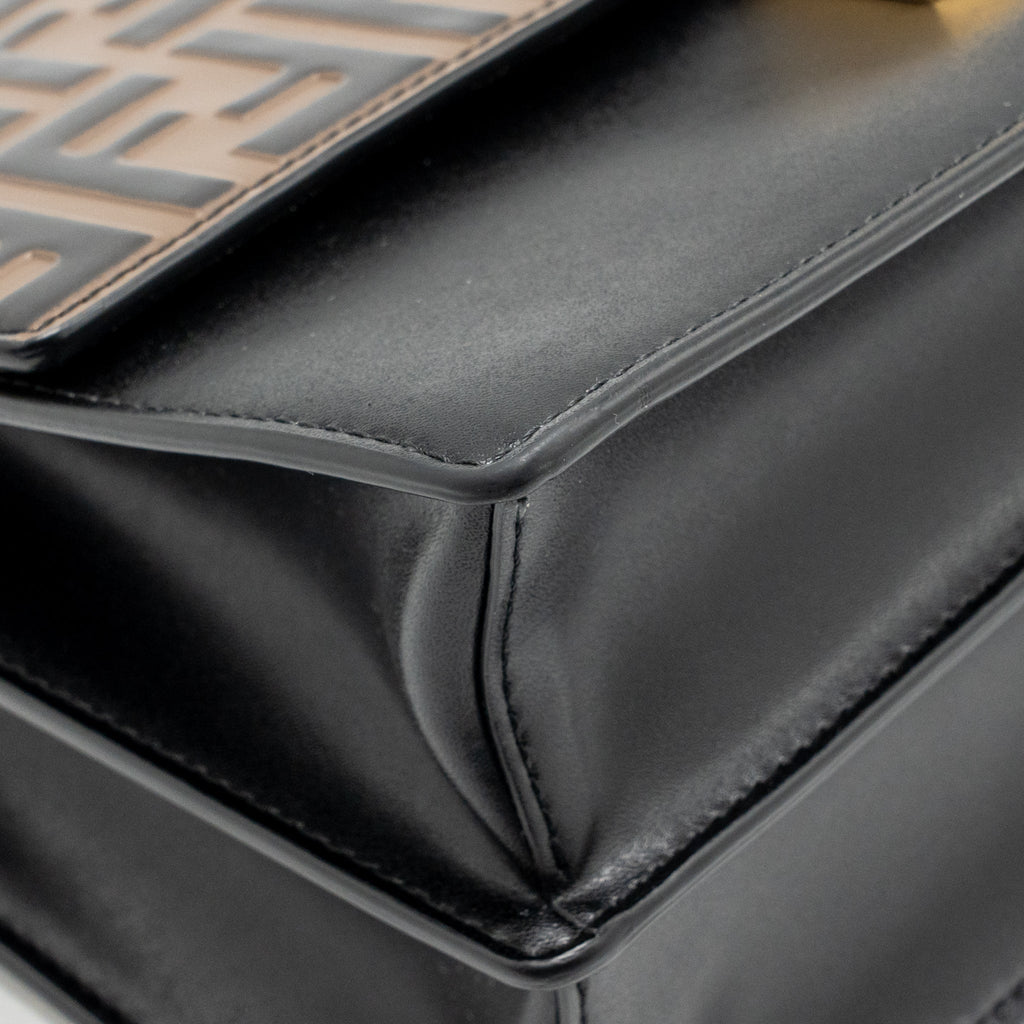 Fendi medium kan I shoulder bag FF embossed calfskin brown/black GHW
