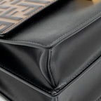 Fendi medium kan I shoulder bag FF embossed calfskin brown/black GHW