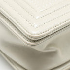 CHANEL BOY BAG METAL SQUARED LAMBSKIN WHITE/RED GHW