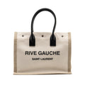 Saint Laurent/YSL Rive Gauche Tote Bag Canvas/ Leather Light Beige/ Black